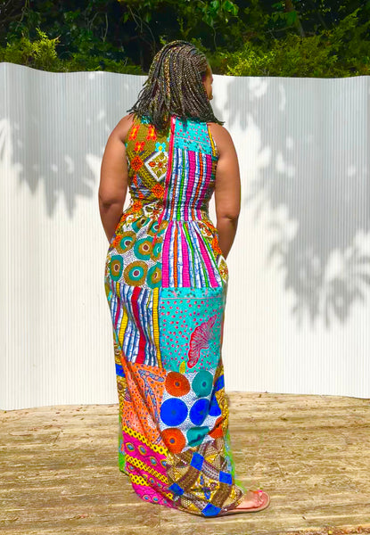 Lola mixed print smocked dress.