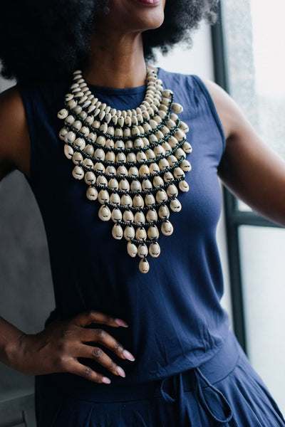 Statement cowrie necklace