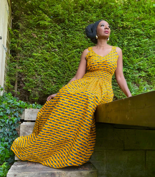 Fatu full skirt dress in Yellow