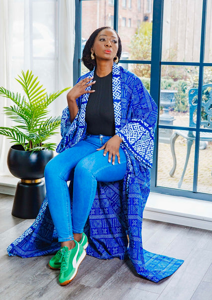 Rohe freesize kimono in a contemporary African print.