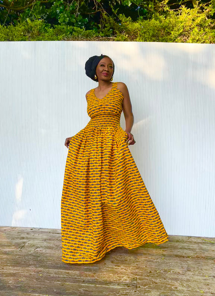 Fatu full skirt dress in Yellow