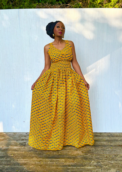 Fatu full skirt dress in Yellow
