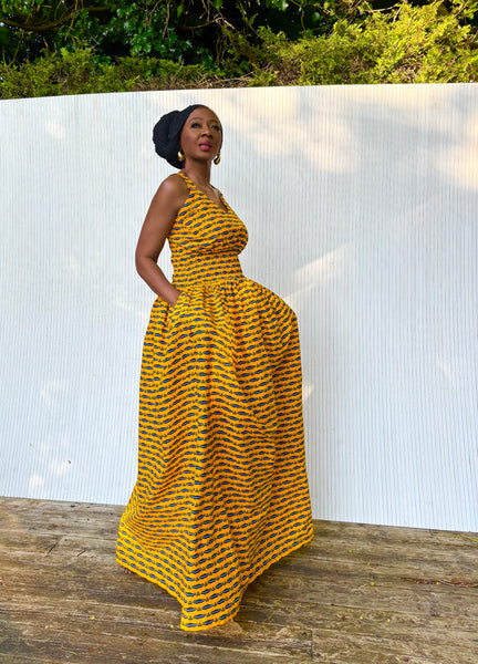 Fatu full skirt dress in Yellow