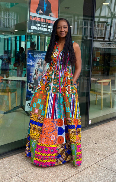 Lola mixed print smocked dress.