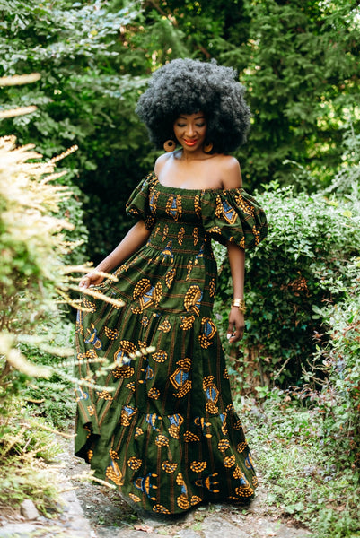 JAFFE smocked puff sleeve maxi dress