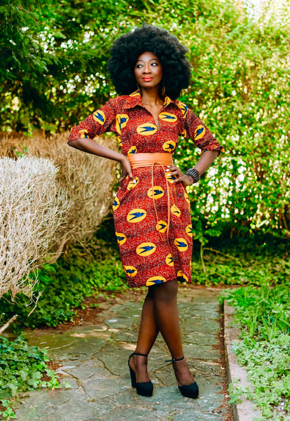 Nona bird print shirt dress