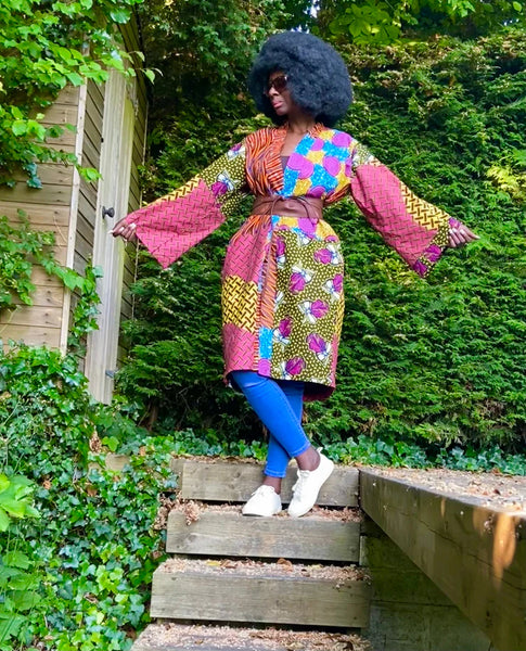 Lariba Kimono - multi-coloured with brown