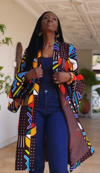 Lariba Kimono - multi-coloured with brown