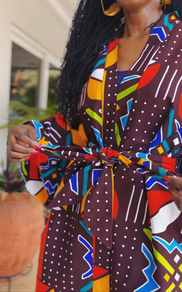 Lariba Kimono - multi-coloured with brown