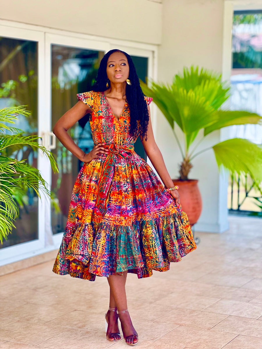 WUNTIA Hi-lo dress in multi-colour main image 0