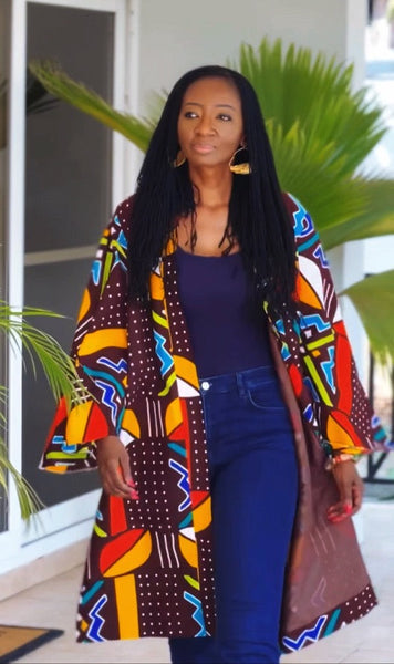 Lariba Kimono - multi-coloured with brown