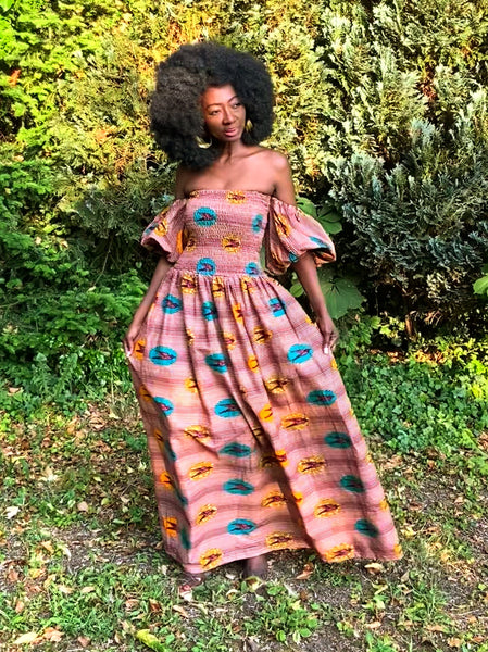 INAYA maxi dress with puff sleeves