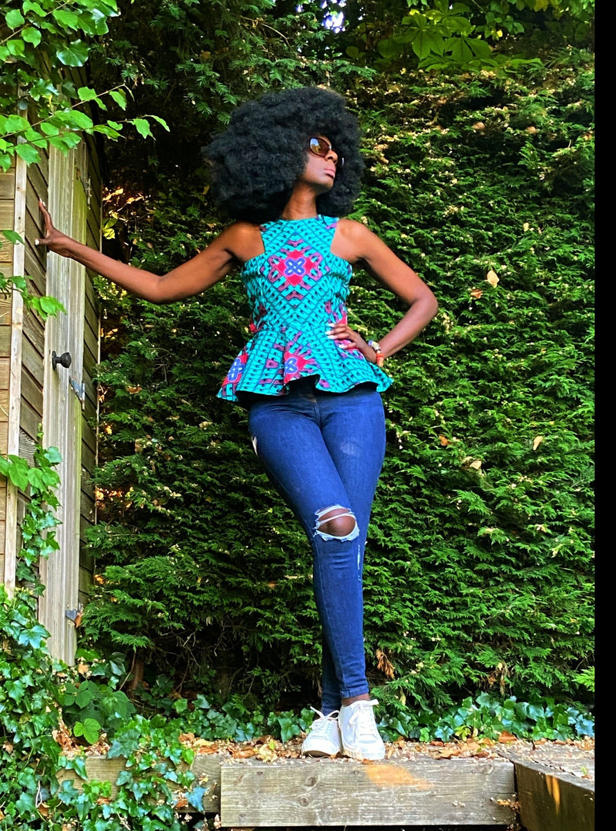 Ankara peplum blouse on sale