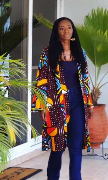 Lariba Kimono - multi-coloured with brown
