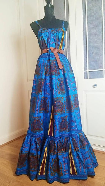 RAFFIA blue maxi dress