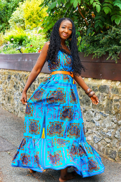 RAFFIA blue maxi dress