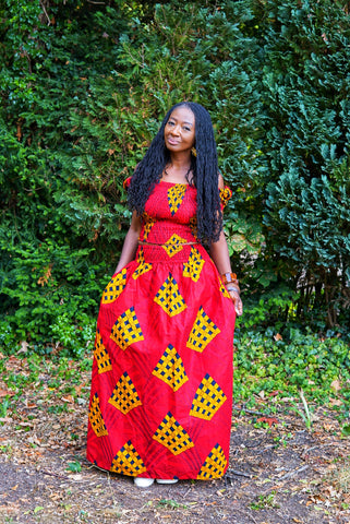 JEMDA maxi top and skirt set in red