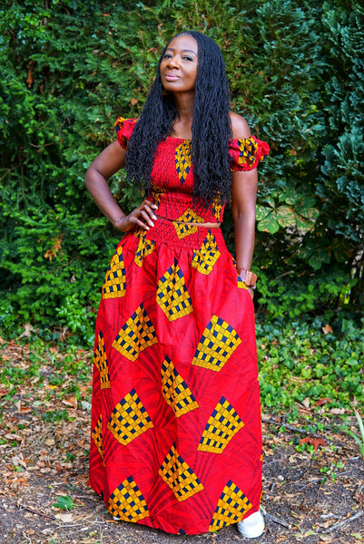 JEMDA maxi top and skirt set in red