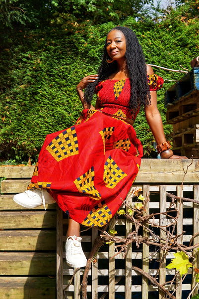 JEMDA maxi top and skirt set in red