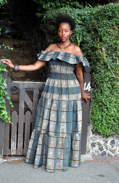 ADARA dress in a modern kente print