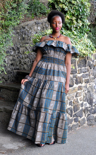 ADARA dress in a modern kente print