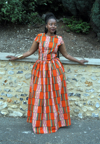 LEILA Maxi Skirt and top set in a vintage kente print.