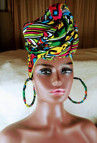 Large African print hoop earrings