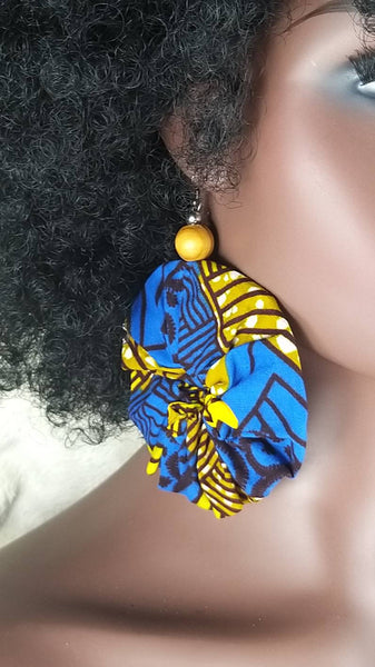 Large scrunchy african print earrings