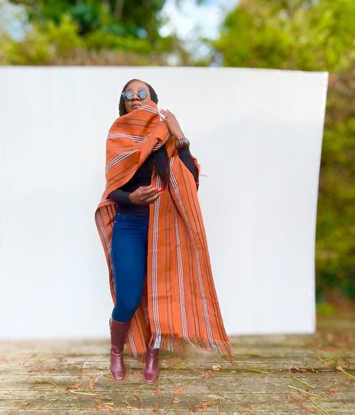 Yelawa handwoven unisex kimono in orange.