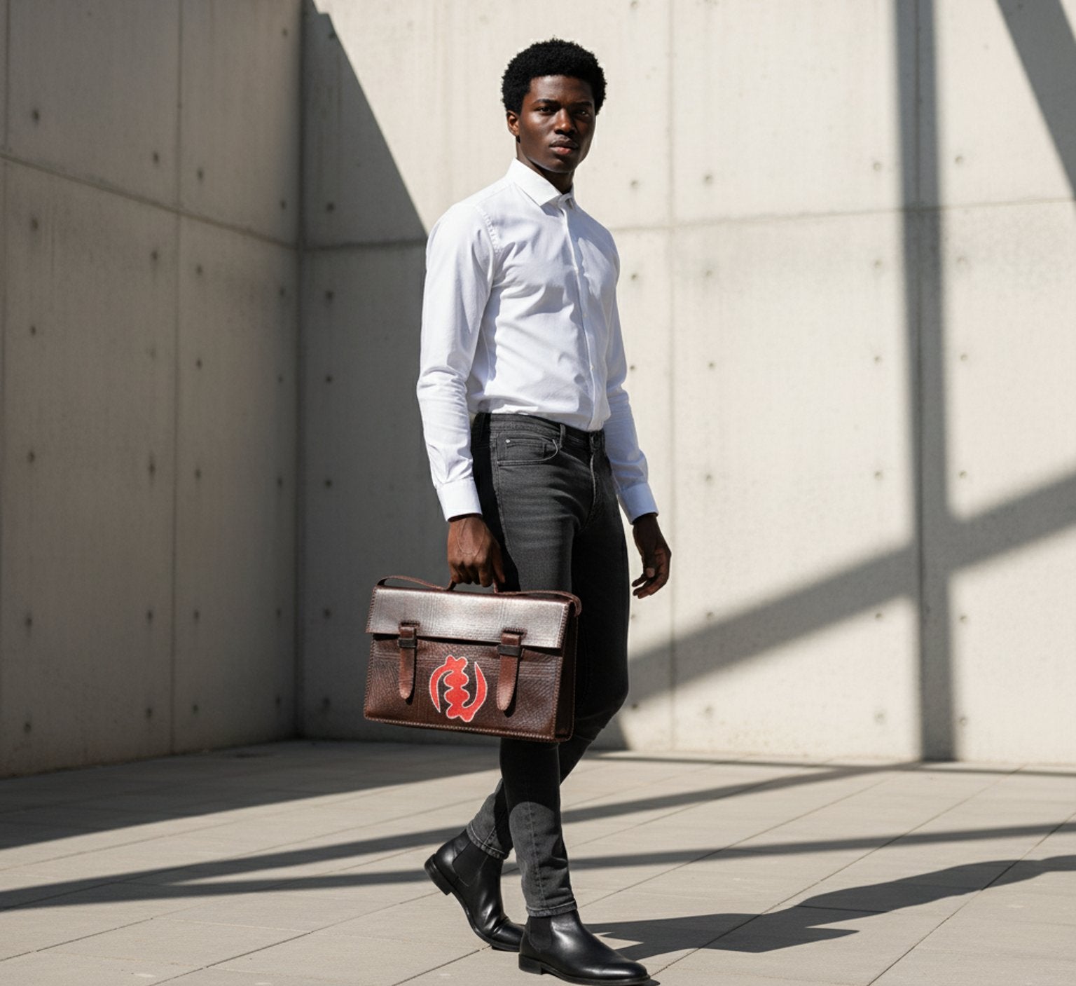 Ghanaian Gye Nyame leather bag.