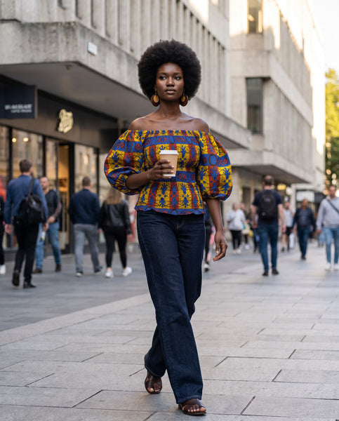 Rahe smocked top with statement sleeves.