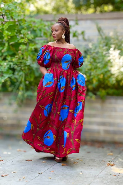 Tamara statement dress with puff sleeves and a full skirt.