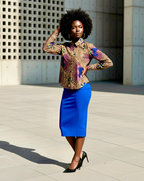 African print tailored retro classic shirt