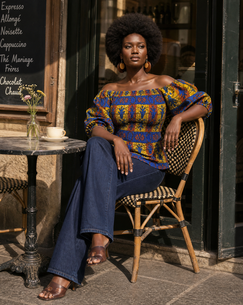 Rahe smocked top with statement sleeves.