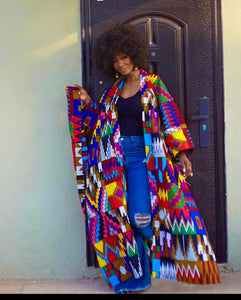 Rohe free size Kimono in an Aztec print.