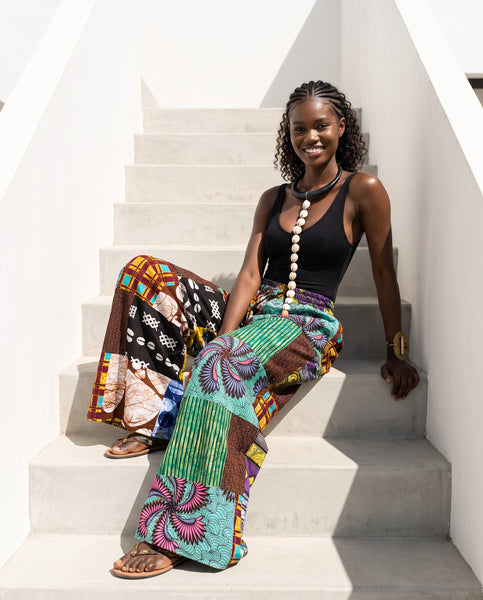 Ndini Wide leg patchwork pants.