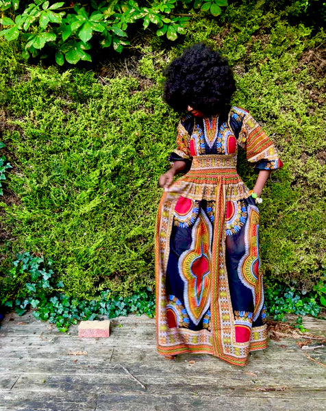 SHATU black dashiki maxi dress