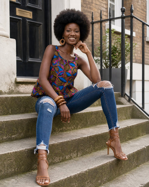 African print loose swing summer top in a multiple colours.