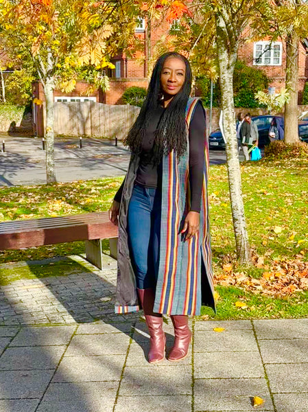 Ladi Hand woven long waist coat.