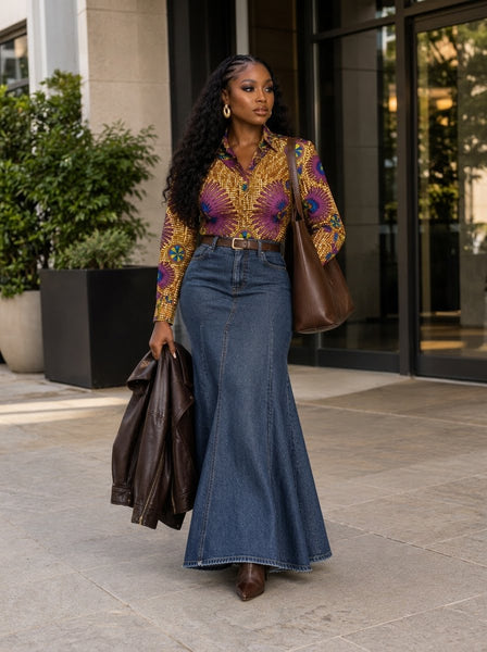 African print tailored retro classic shirt