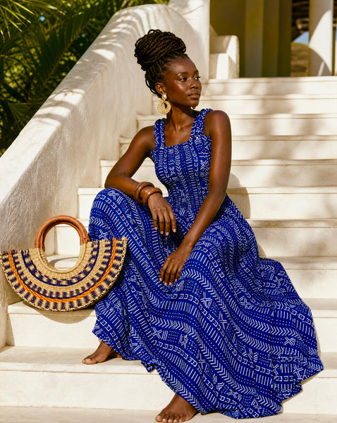 Adina smocked maxi dress in