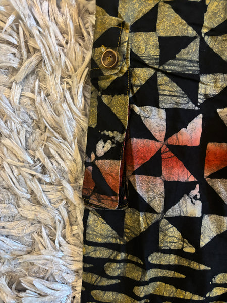 Cargo pants in an abstract hand dyed fabric.