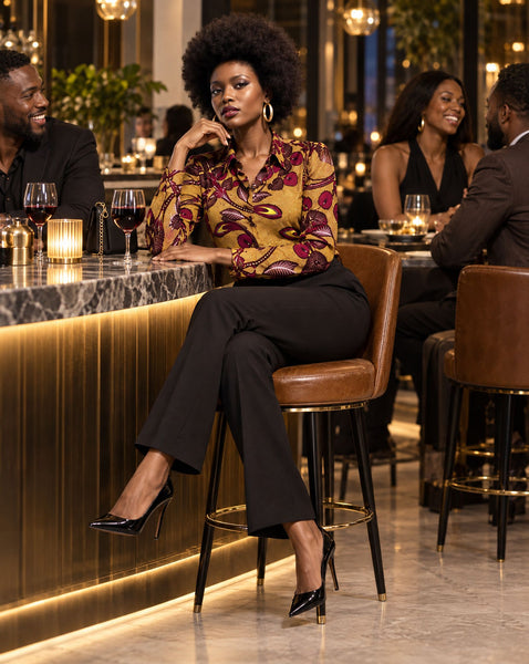 African print tailored retro classic shirt,