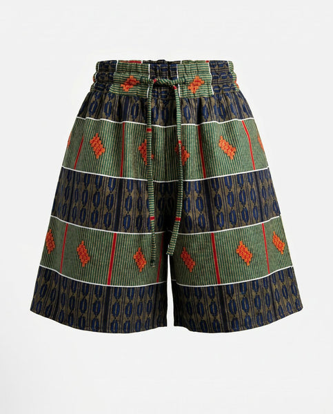 Wide leg shorts in a contemporary kente print.