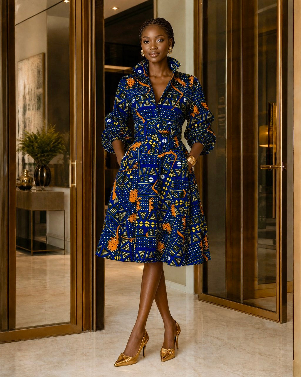 Zenda statement sleeve shirt dress