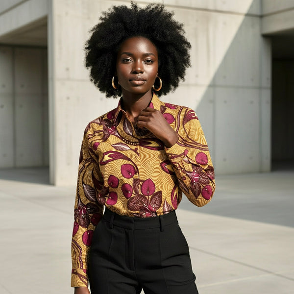 African print tailored retro classic shirt,