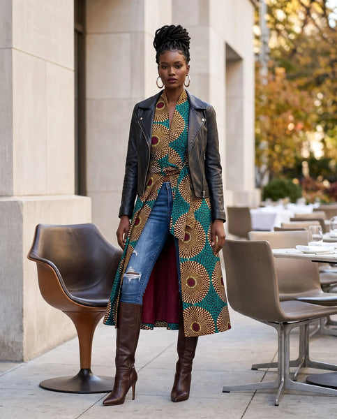 Riki Retro Ankara lapel Dress.