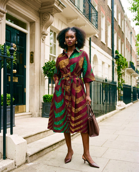 Sami button down tailored dress with drawstring.