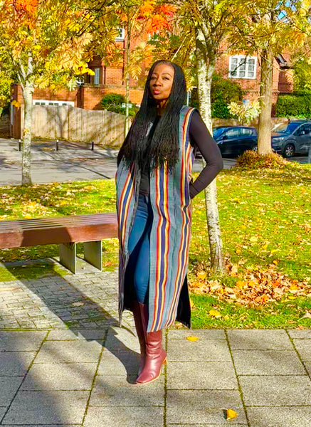 Ladi Hand woven long waist coat.