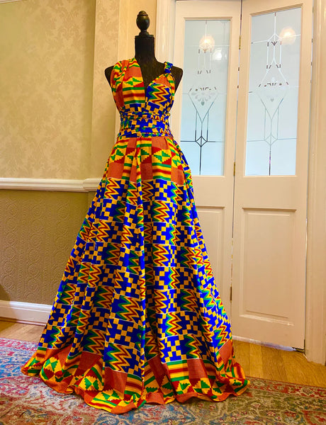 Infinity free size maxi dress in kente print